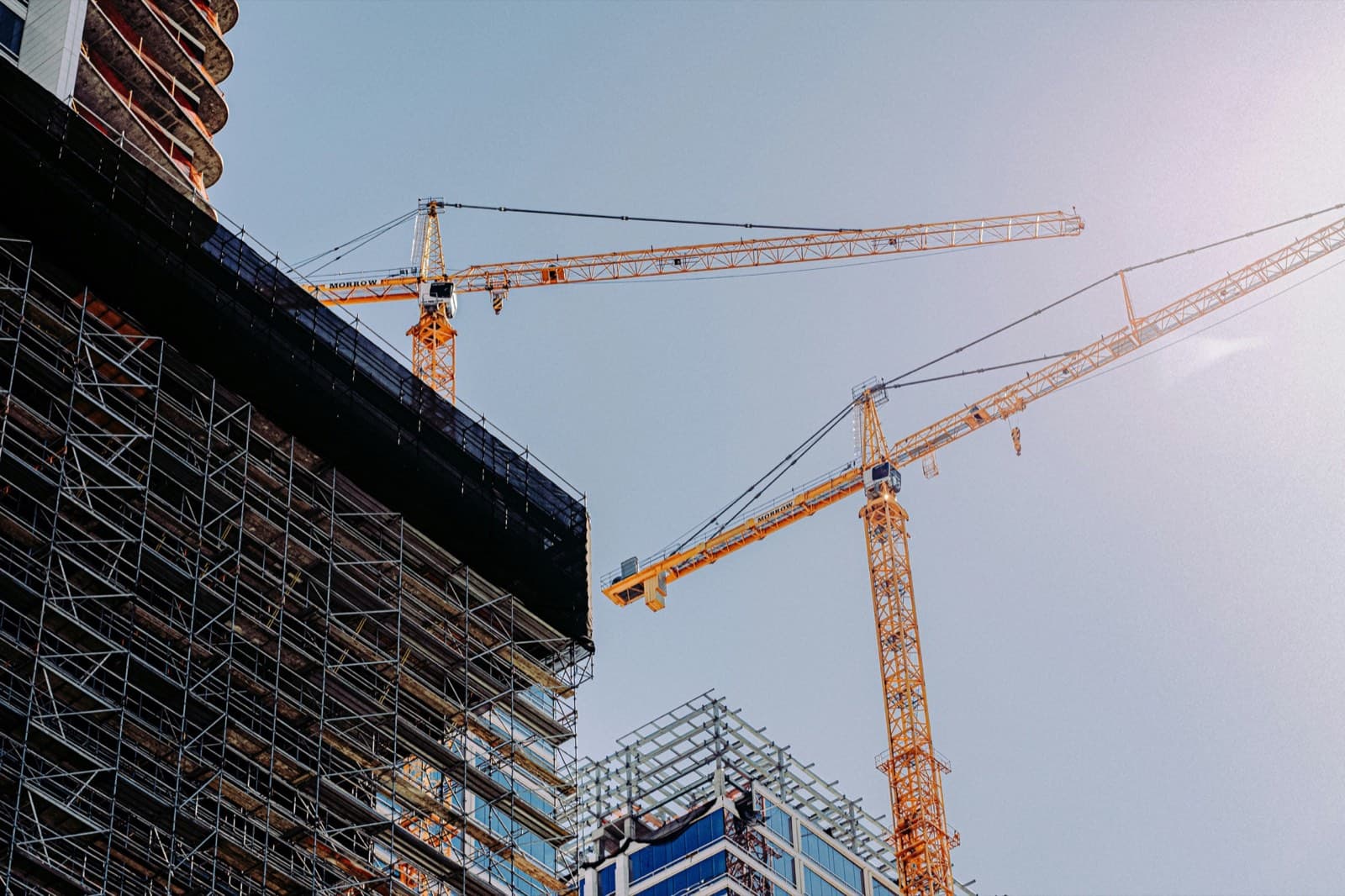 Construction cranes and scaffolding